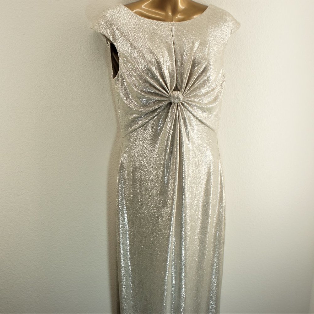 Vince Camuto gold metallic knot maxi dress size 6